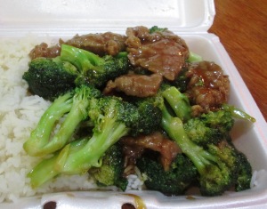 beef and broccoli (China Hong, Brooklyn, NY)