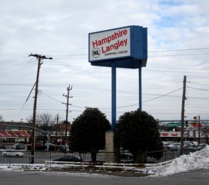 the signboard for the Hampshire Langley Shopping Center
