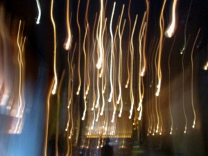 cascading lights in the main dining room